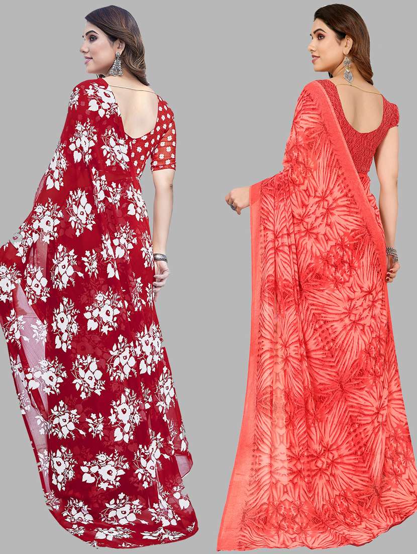 pack of 2 casual wear combo sarees with blouse - 21445353 -  Standard Image - 1