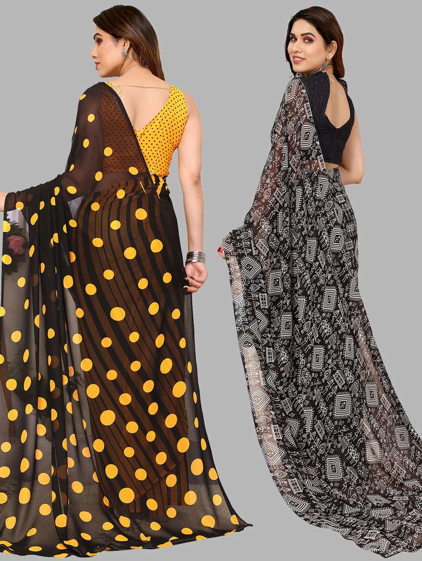 pack of 2 printed casual wear sarees with blouse - 21445400 -  Standard Image - 1