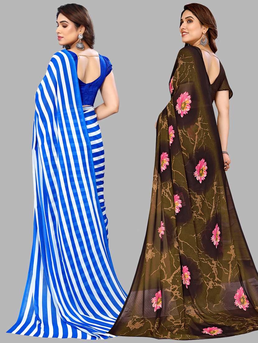 pack of 2 casual wear sarees with blouse - 21445410 -  Standard Image - 1