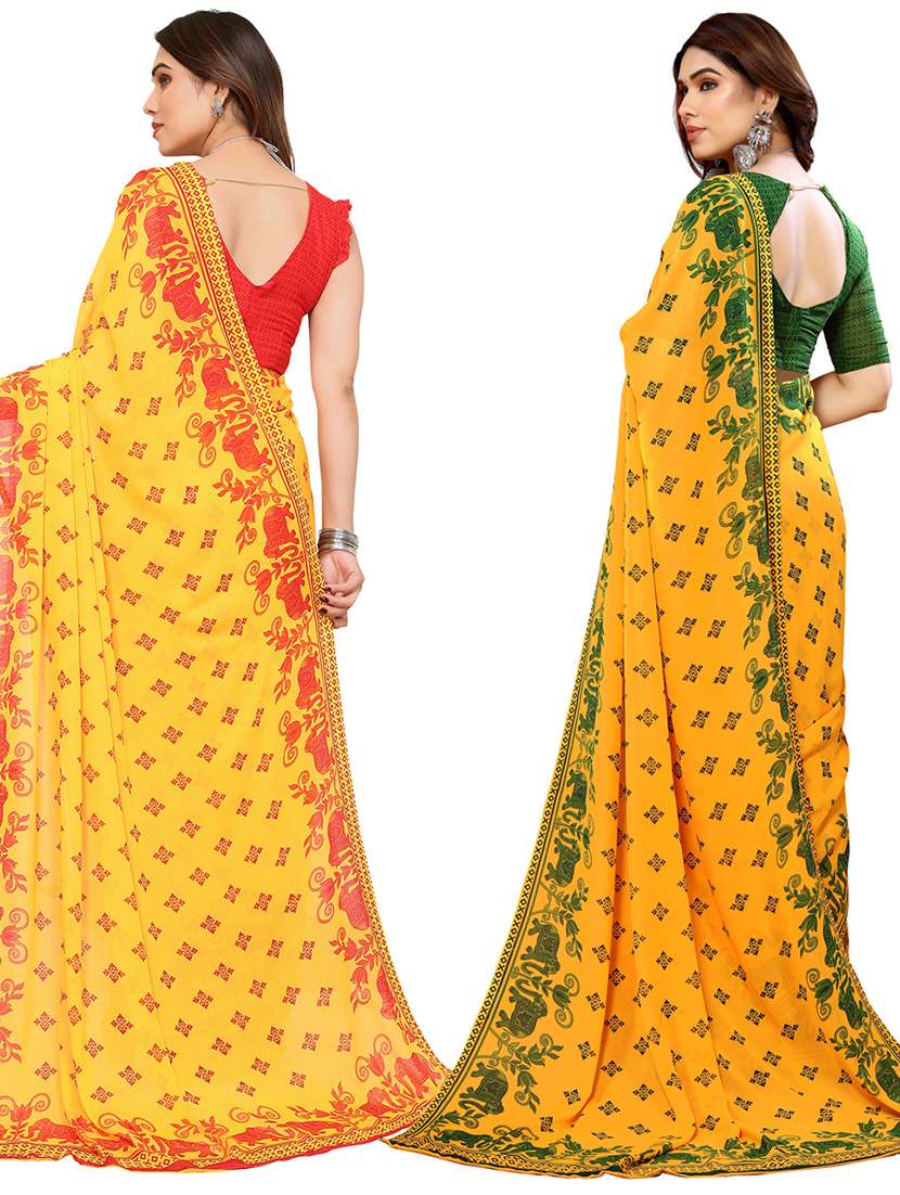 pack of 2 casual wear combo sarees with blouse - 21445411 -  Standard Image - 1
