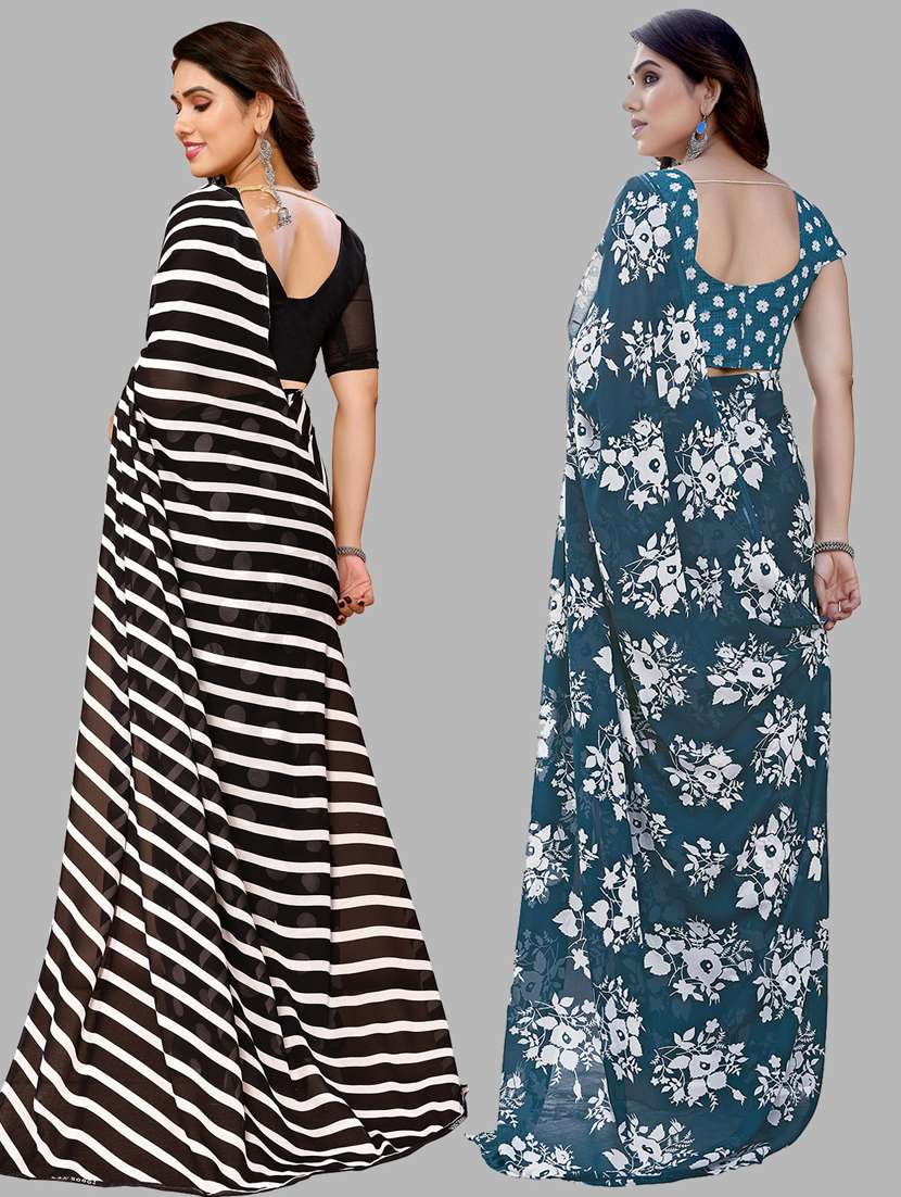 women pack of 2 casual wear combo sarees with blouse - 21445464 -  Standard Image - 1