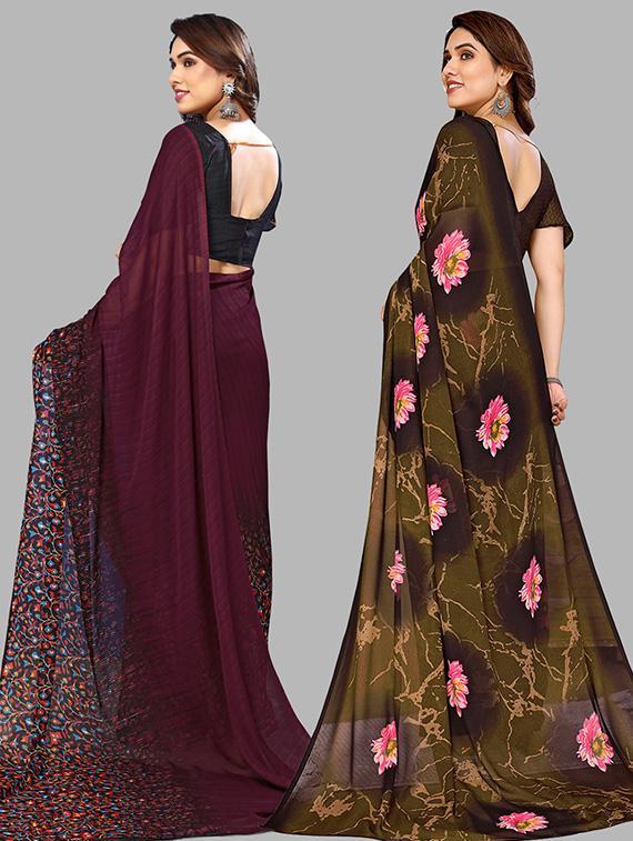 vwomen pack of 2 casual wear combo saree with blouse - 21445508 - Standard Image - 1