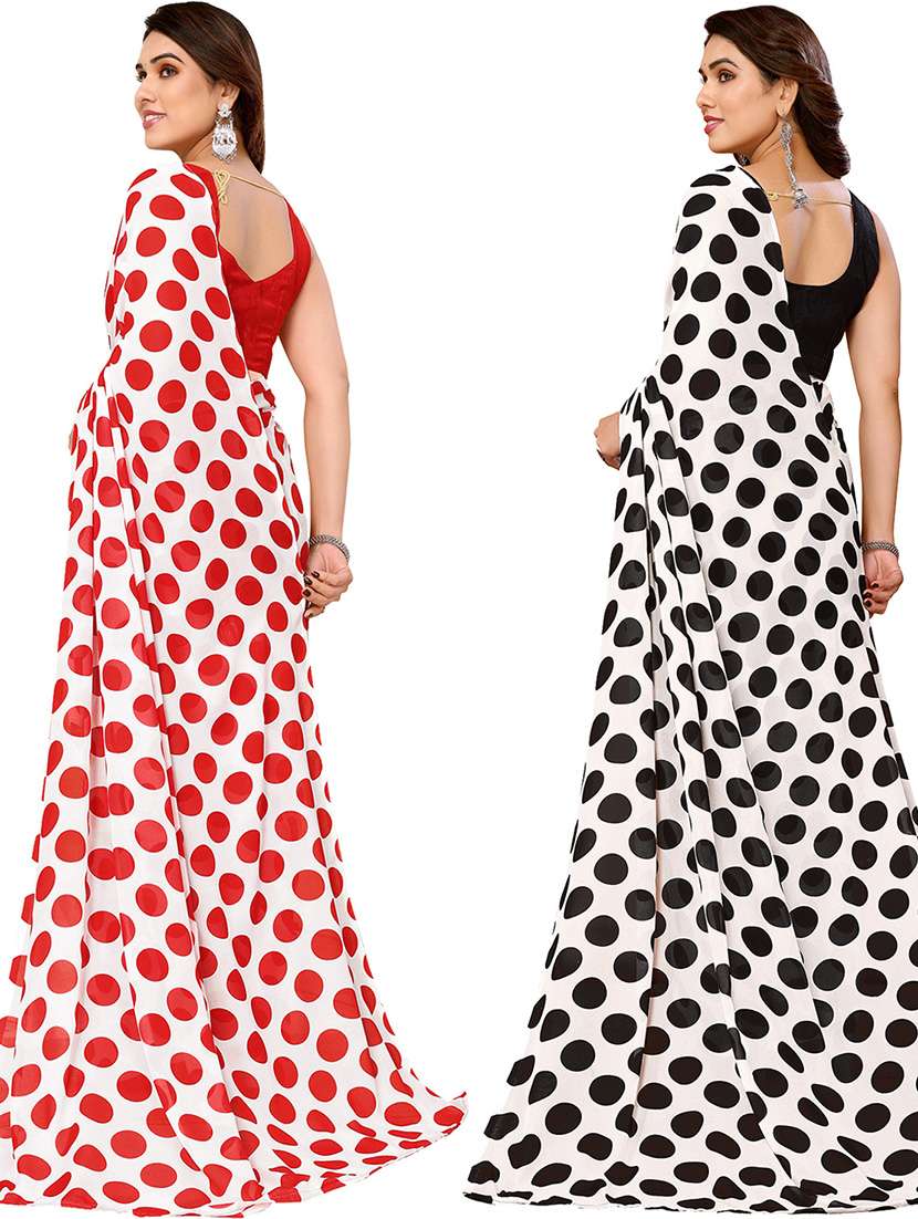 pack of 2 printed casual wear sarees with blouse - 21445526 - Standard Image - 1