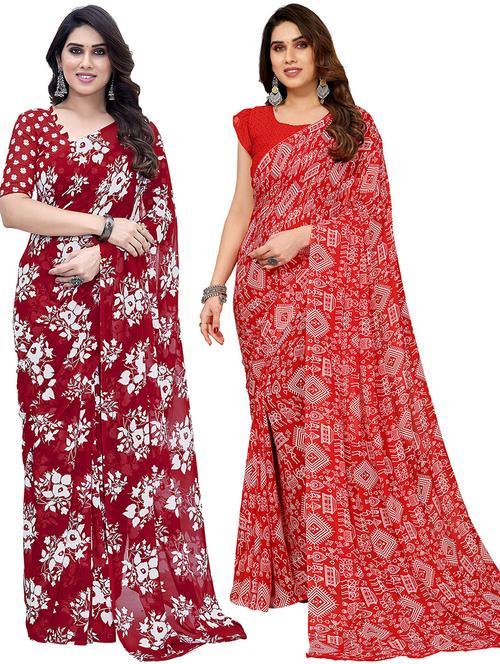 pack of 2 casual wear sarees with blouse - 21445548 -  Standard Image - 0