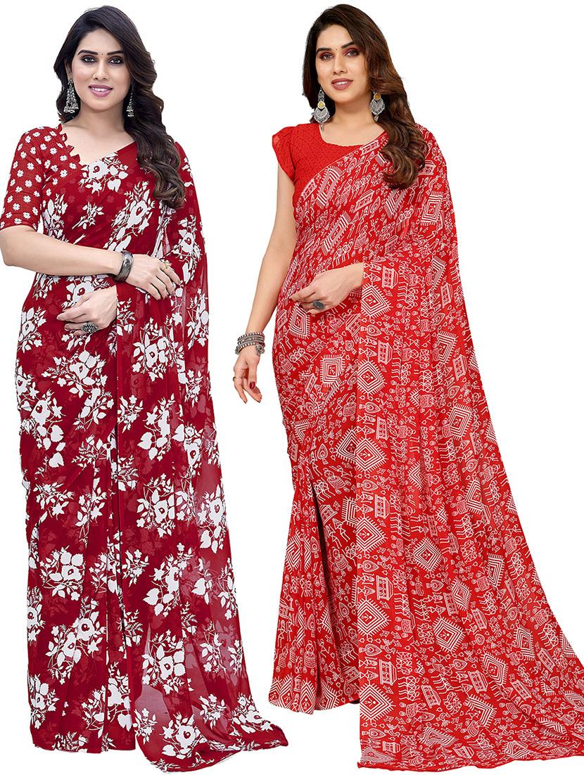 pack of 2 casual wear sarees with blouse - 21445548 -  Zoom Image - 0