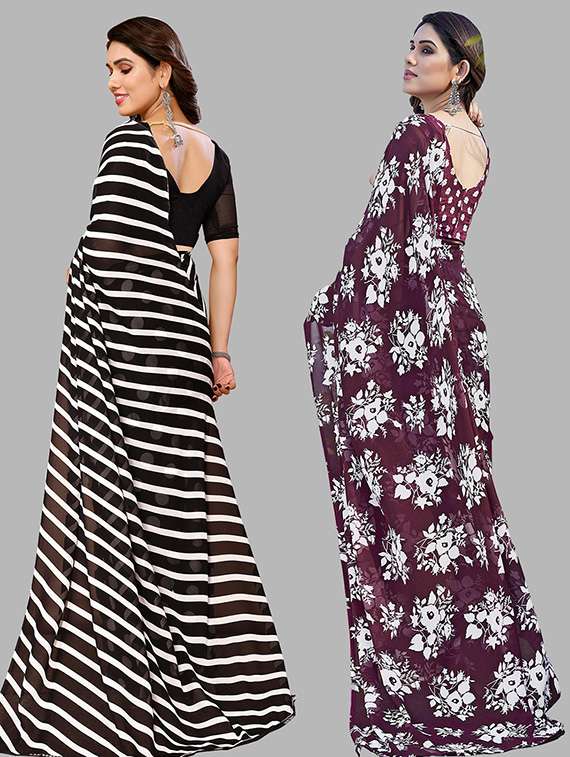 women pack of 2 casual wear combo saree with blouse - 21445549 -  Standard Image - 1