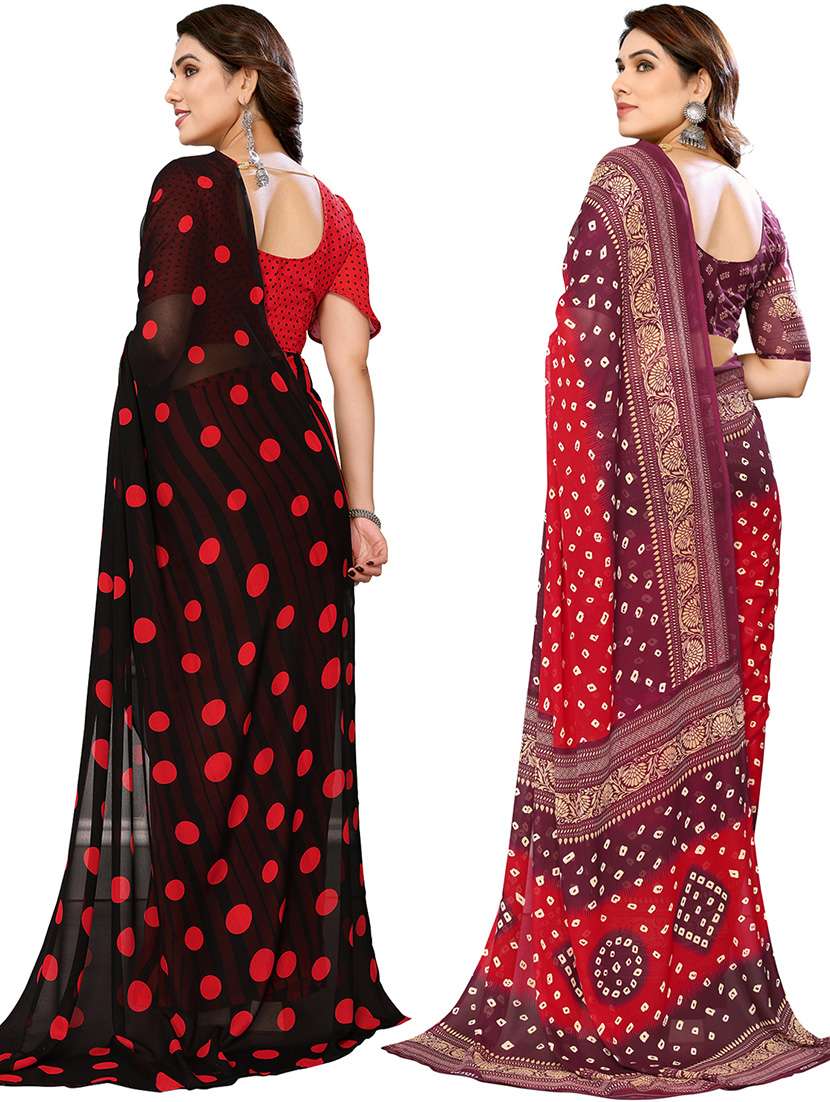 women pack of 2 casual wear combo saree with blouse - 21445579 -  Standard Image - 1