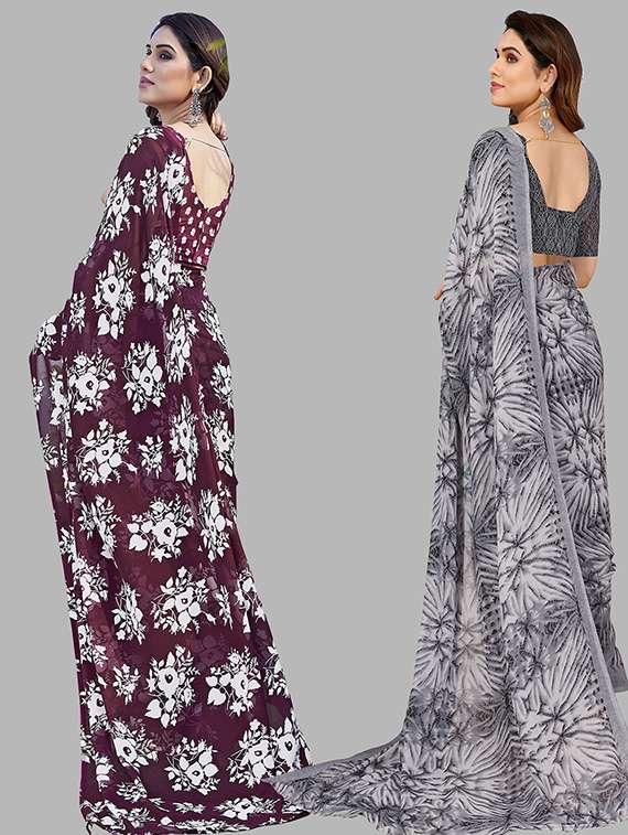 pack of 2 casual wear sarees with blouse - 21445580 -  Standard Image - 1