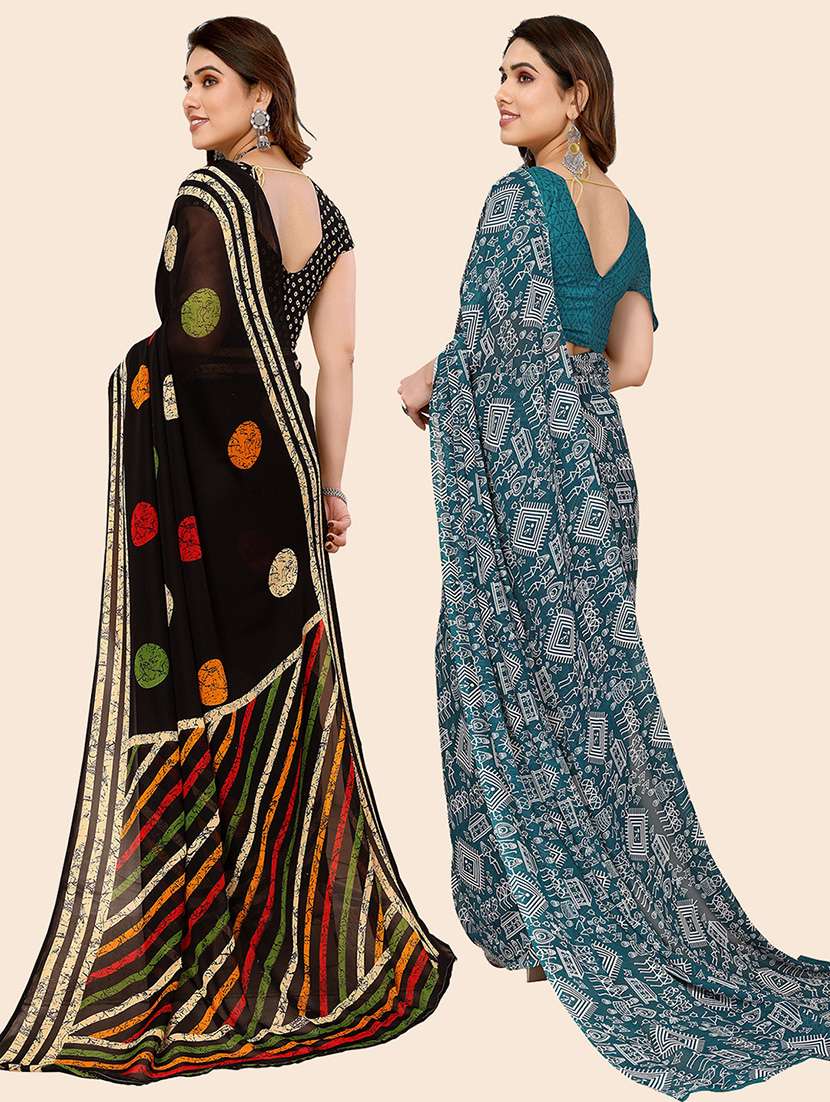 women pack of 2 casual wear combo saree with blouse - 21445606 -  Standard Image - 1