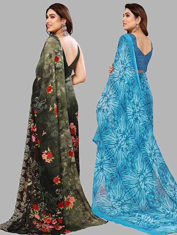 women pack of 2 casual wear combo saree with blouse - 21445614 -  Standard Image - 1