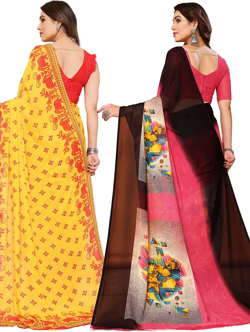 women pack of 2 casual wear combo saree with blouse - 21445628 -  Standard Image - 1