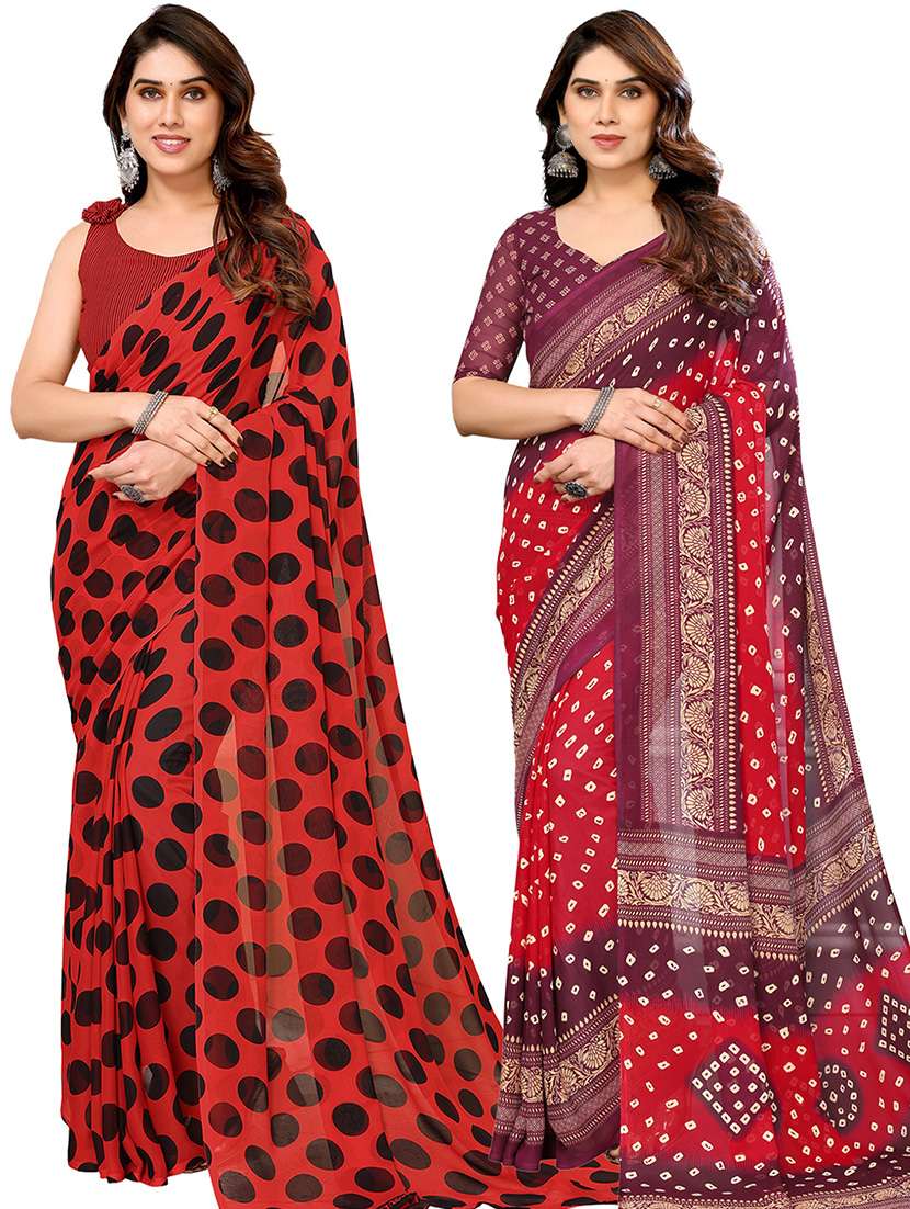 pack of 2 casual wear sarees with blouse