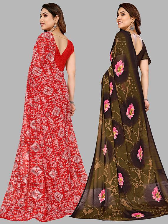 women pack of 2 casual wear combo saree with blouse - 21445701 - Standard Image - 1