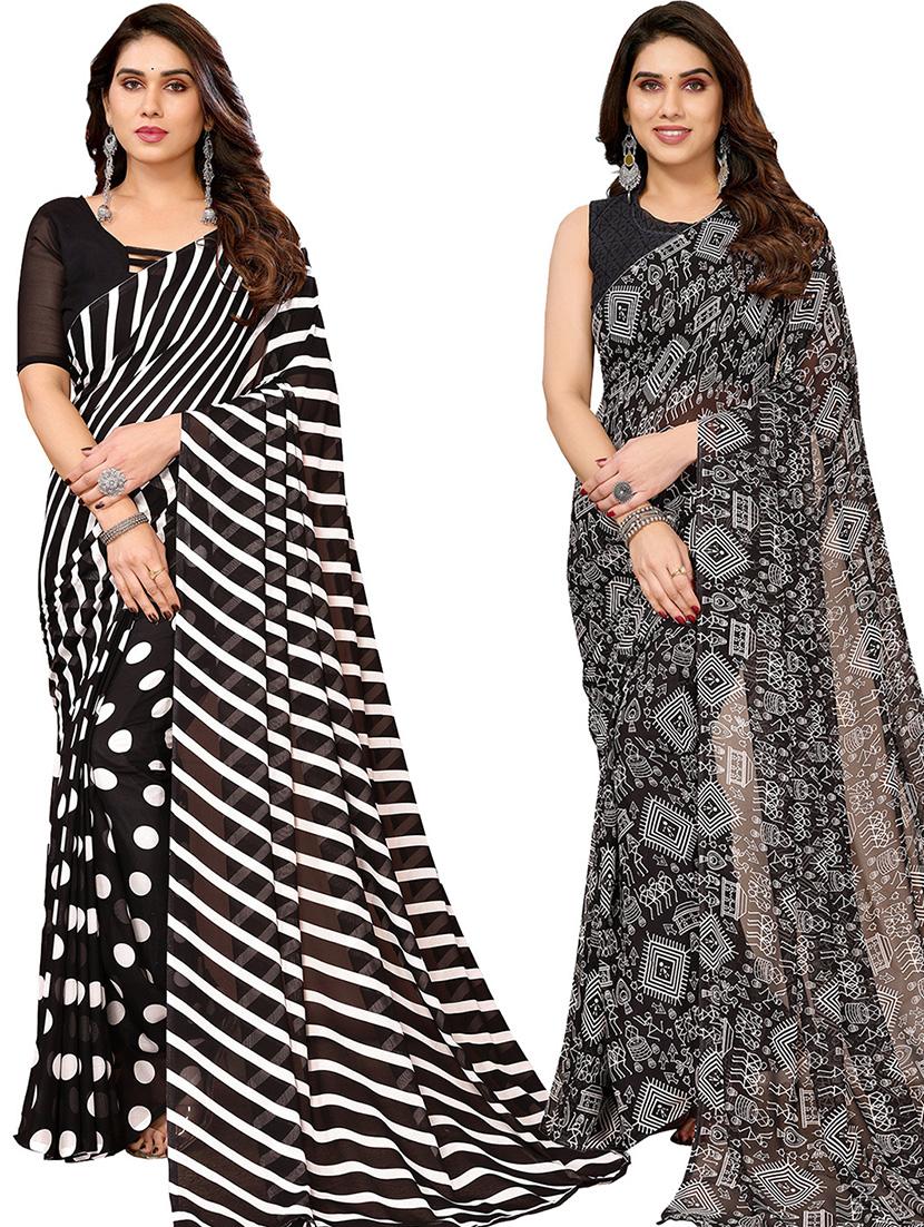pack of 2 casual wear sarees with blouse - 21445804 -  Zoom Image - 0