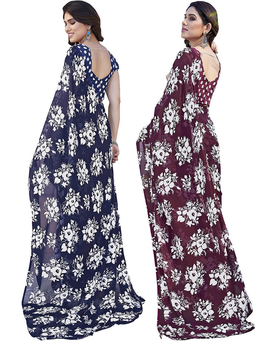 pack of 2 printed casual wear sarees with blouse - 21445807 -  Standard Image - 1