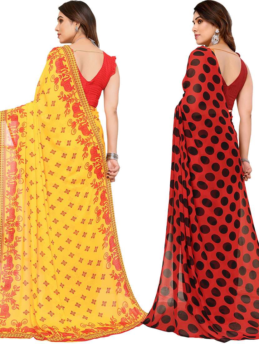  women pack of 2 casual wear combo sarees with blouse - 21445857 -  Standard Image - 1