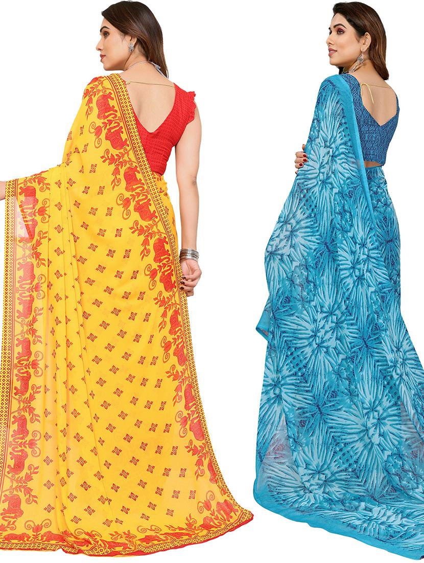 women pack of 2 casual wear combo saree with blouse - 21445863 - Standard Image - 1