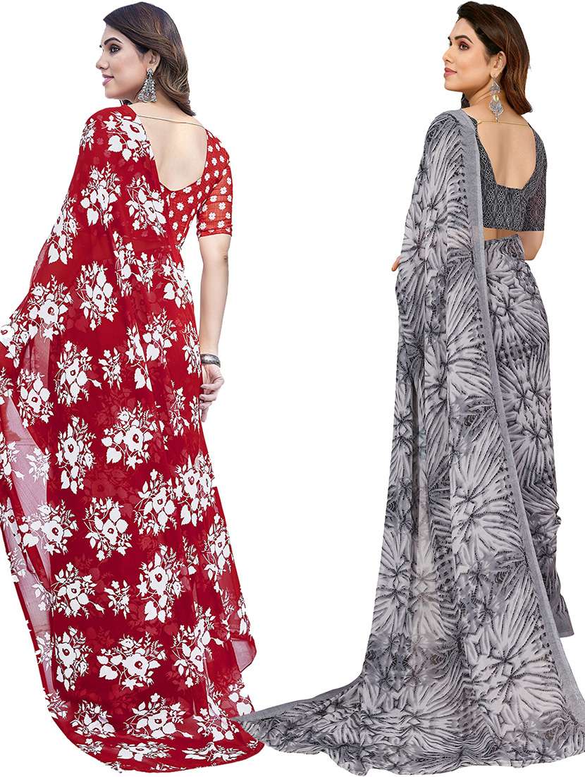 pack of 2 casual wear combo sarees with blouse - 21445882 -  Standard Image - 1