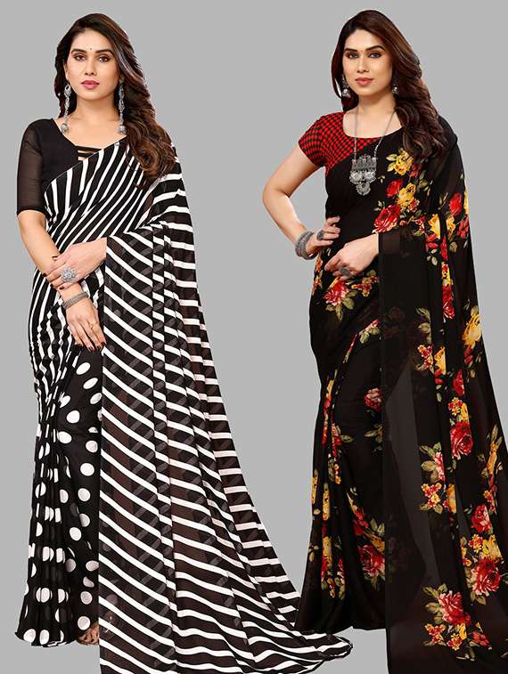 pack of 2 casual wear sarees with blouse