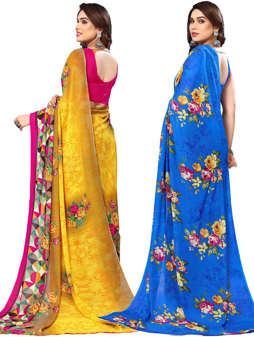 women pack of 2 casual wear combo saree with blouse - 21445912 -  Standard Image - 1