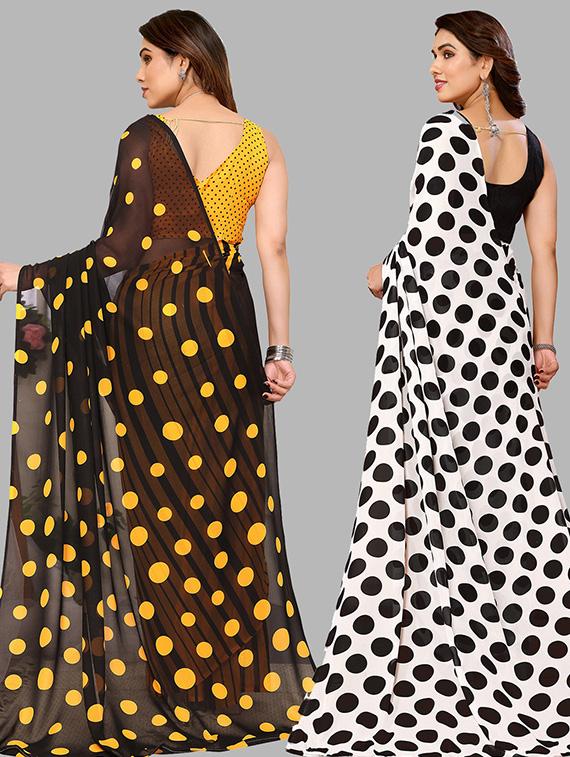 pack of 2 printed casual wear sarees with blouse - 21445947 - Standard Image - 1
