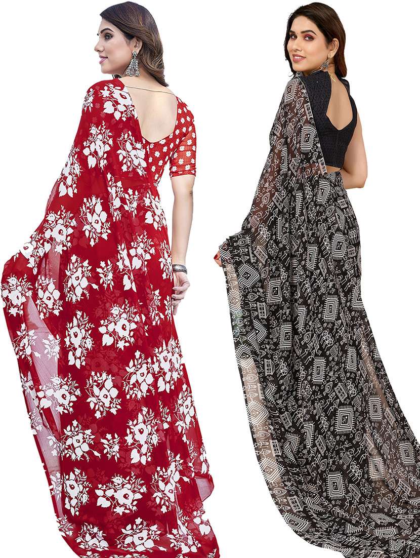 women pack of 2 casual wear combo sarees with blouse - 21445969 -  Standard Image - 1