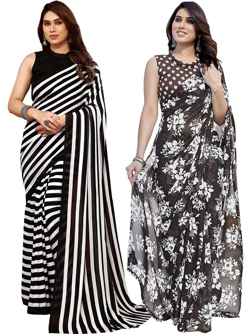 pack of 2 casual wear combo sarees with blouse - 21445979 - Zoom Image - 0