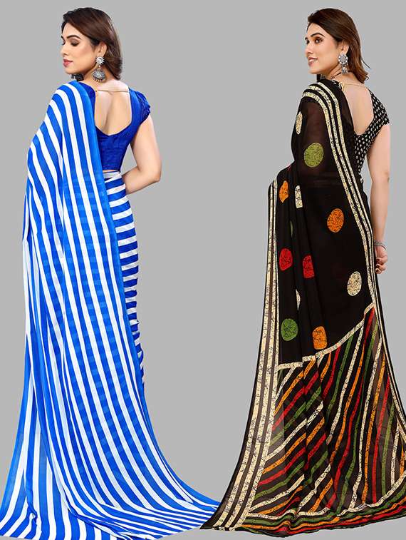women pack of 2 casual wear combo sarees with blouse - 21446000 -  Standard Image - 1