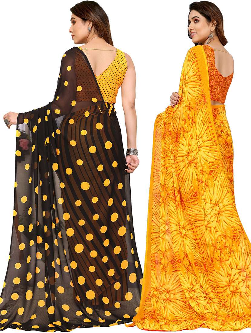 pack of 2 printed casual wear sarees with blouse - 21446014 -  Standard Image - 1