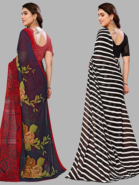 pack of 2 casual wear sarees with blouse - 21446040 -  Standard Image - 1