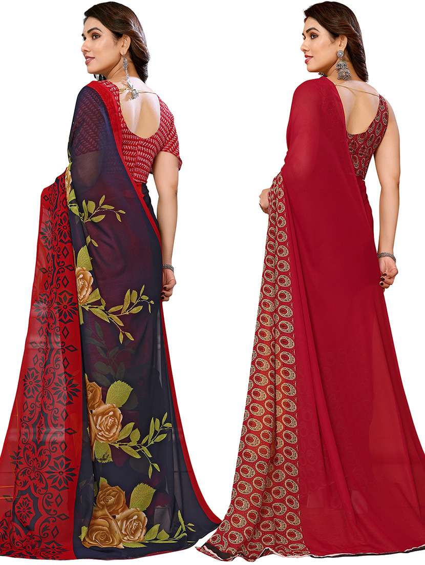 women pack of 2 casual wear combo sarees with blouse - 21446045 -  Standard Image - 1