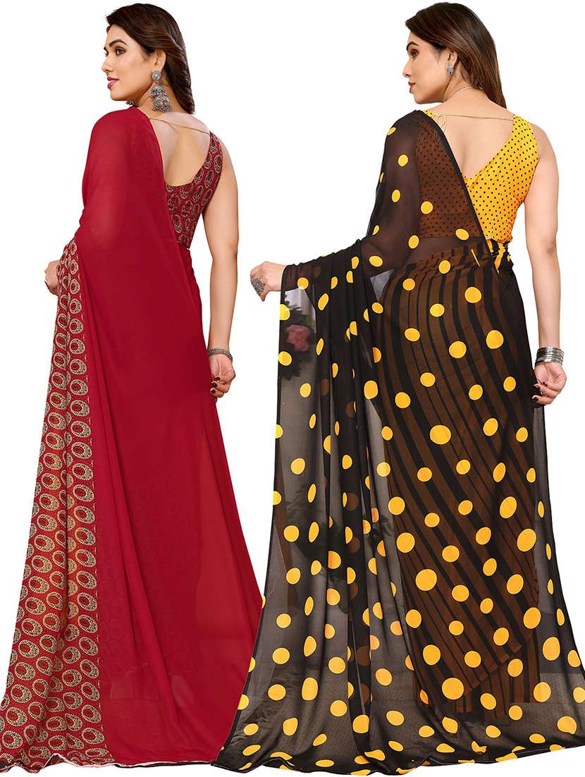 women pack of 2 casual wear combo sarees with blouse - 21446046 -  Standard Image - 1