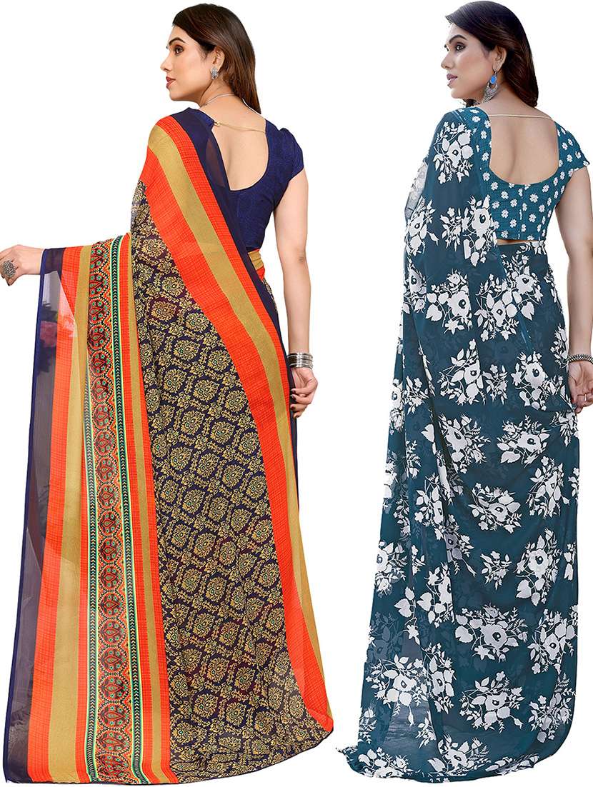 women pack of 2 casual wear combo sarees with blouse - 21446051 - Standard Image - 1