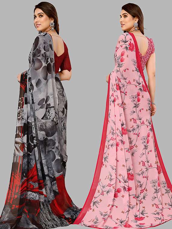 women pack of 2 casual wear combo saree with blouse - 21446064 -  Standard Image - 1