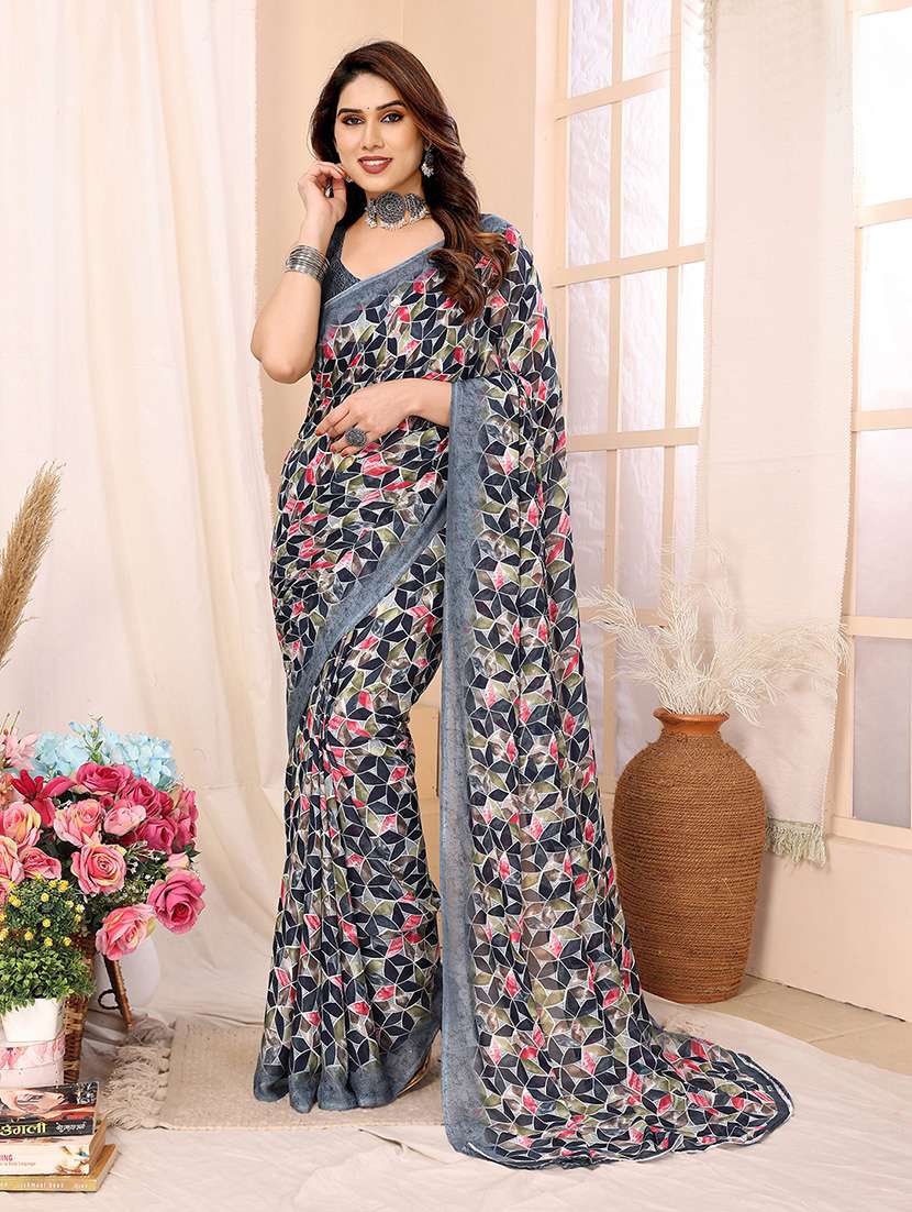 women printed casual wear saree with blouse - 21446074 -  Zoom Image - 0