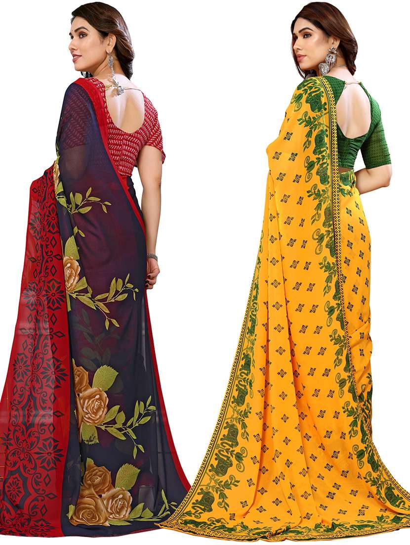 women pack of 2 casual wear combo sarees with blouse - 21446081 -  Standard Image - 1