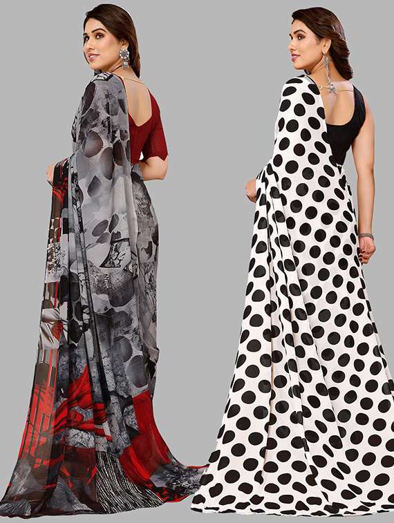 women pack of 2 casual wear combo sarees with blouse - 21446082 -  Standard Image - 1