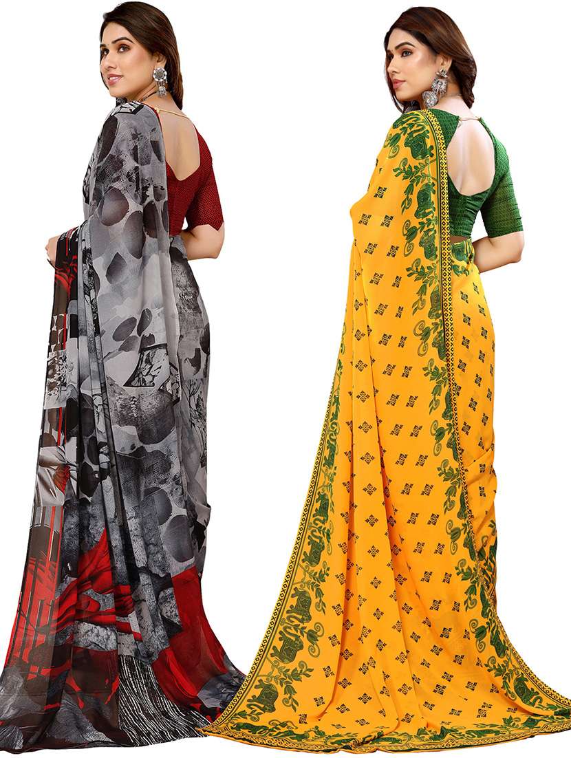 women pack of 2 casual wear combo sarees with blouse - 21446087 -  Standard Image - 1