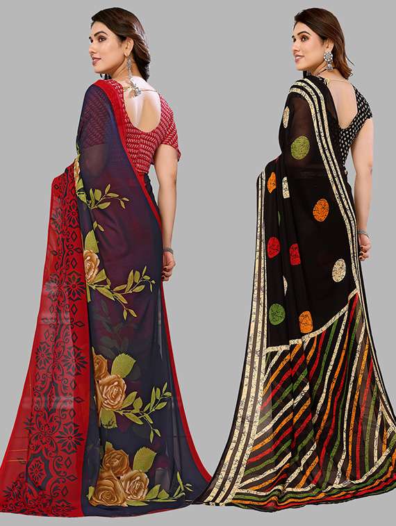 women pack of 2 casual wear combo saree with blouse - 21446095 -  Standard Image - 1
