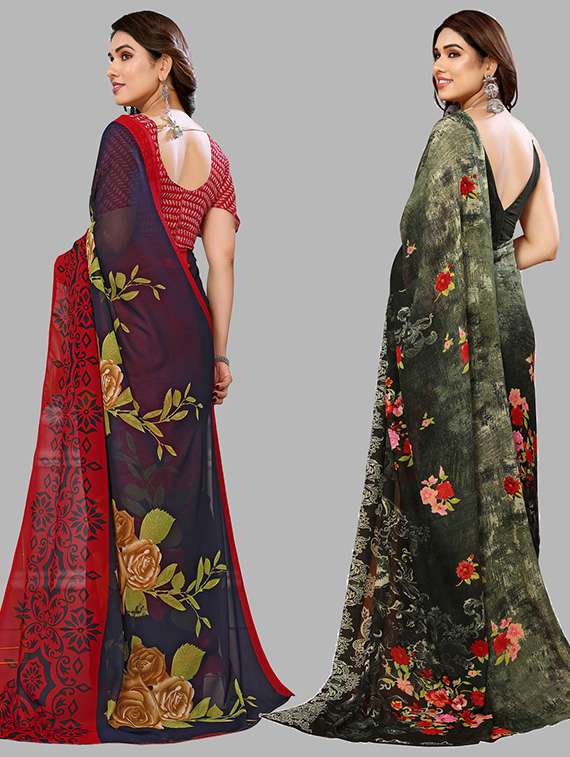 women pack of 2 casual wear combo saree with blouse - 21446096 -  Standard Image - 1