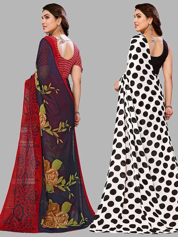 pack of 2 casual wear combo sarees with blouse - 21446098 -  Standard Image - 1