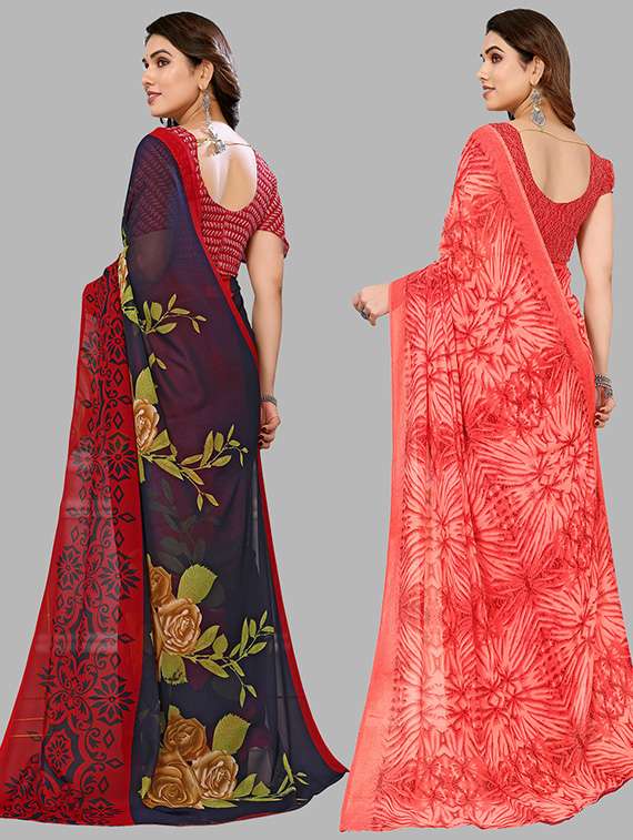 women pack of 2 casual wear combo saree with blouse - 21446100 -  Standard Image - 1