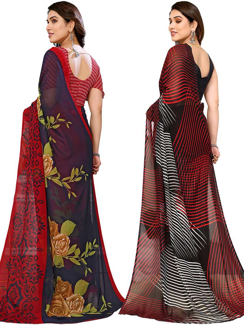 pack of 2 casual wear sarees with blouse - 21446105 -  Standard Image - 1