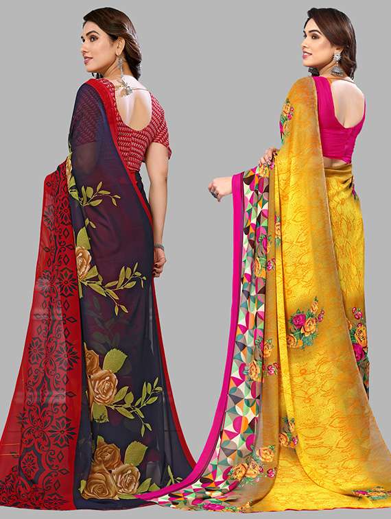 pack of 2 casual wear sarees with blouse - 21446107 -  Standard Image - 1