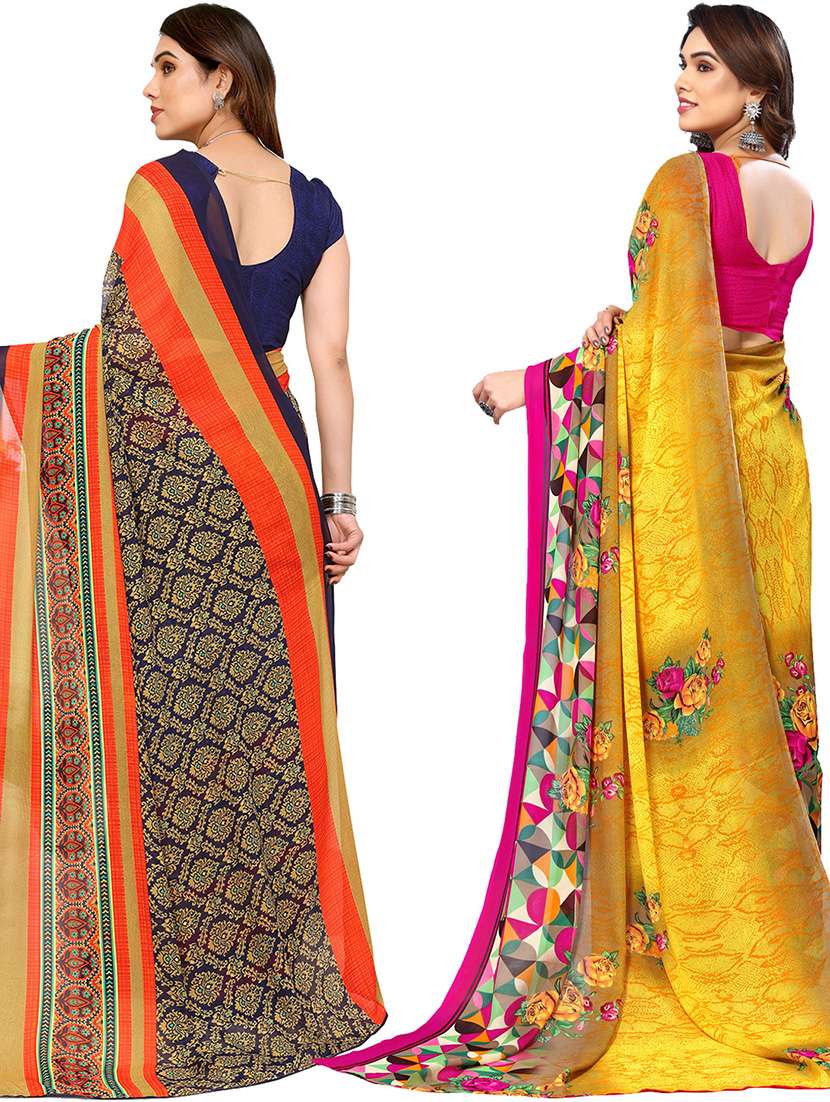 pack of 2 casual wear sarees with blouse - 21446159 -  Standard Image - 1