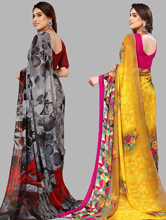 pack of 2 casual wear sarees with blouse - 21446165 -  Standard Image - 1