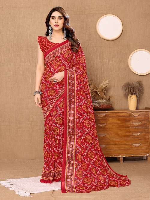 women bandhani printed casual wear saree with blouse - 21446169 -  Standard Image - 0