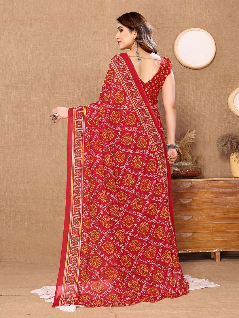 women bandhani printed casual wear saree with blouse - 21446169 - Standard Image - 1
