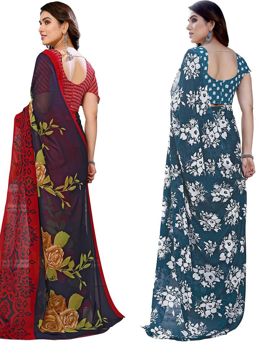 pack of 2 casual wear sarees with blouse - 21446171 -  Standard Image - 1