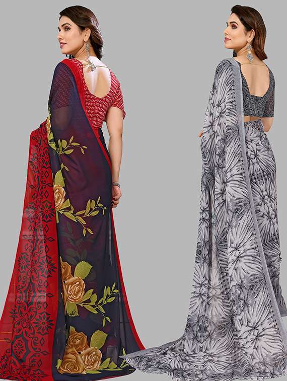 pack of 2 casual wear sarees with blouse - 21446172 -  Standard Image - 1